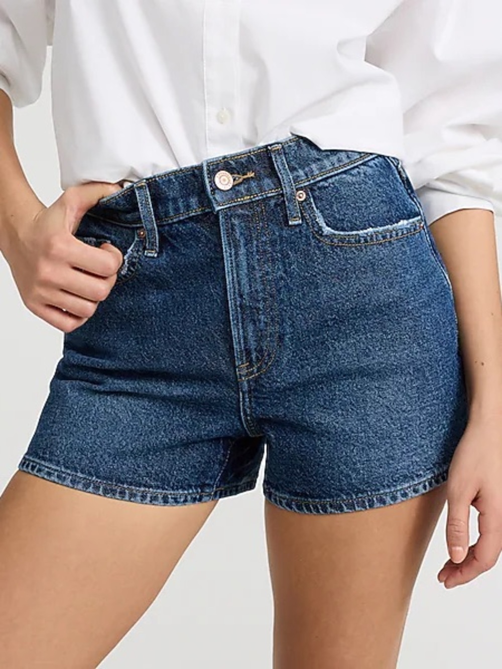 Express High Waisted Dark Wash 3" Inseam Mom Jean Shorts